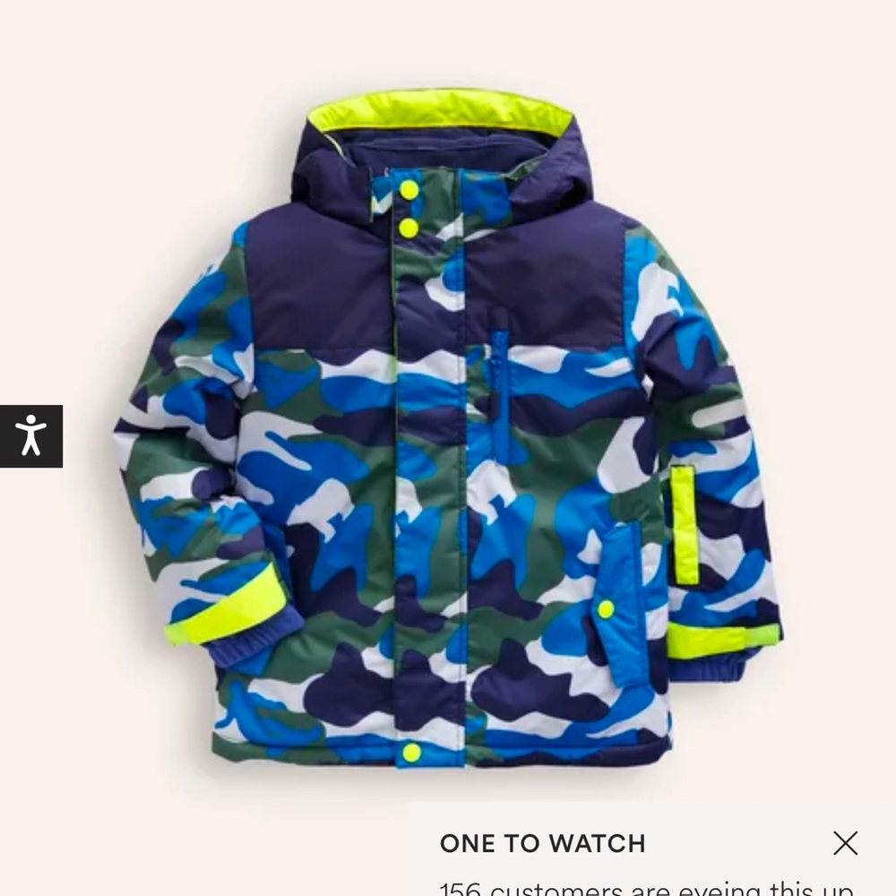 Mini Boden Children's Camouflage Puffer Ski Jacket